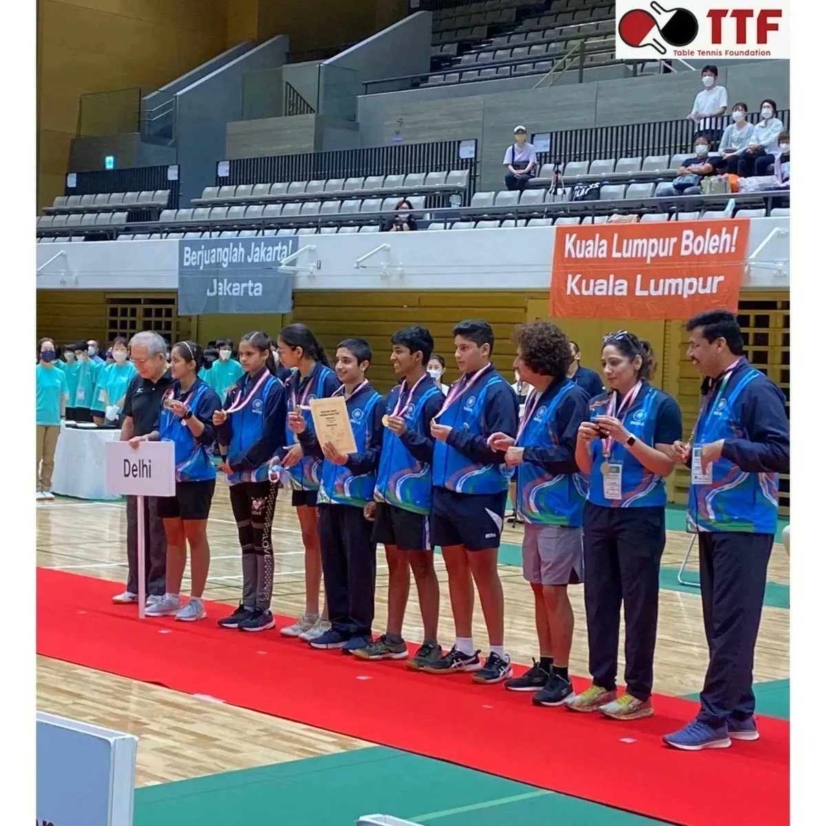 FoundationTable's tweet photo. MERITORIOUS RESULTS OF TABLE TENNIS FOUNDATION ACADEMY IN ASIA JUNIOR SPORTS EXCHANGE GAMES 2022,JAPAN 🇯🇵 
"ASHISH JAIN"HAS WON GOLD MEDAL🥇 WITH A TREMENDOUS PERFORMANCE BY LEADING DELHI TEAM IN THE EVENT💪🏻🇮🇳
#ArvindKejriwal
#ManishSisodia
#KheloIndia
#SAI
#TeamIndia https://t.co/xy8oN7cCmg