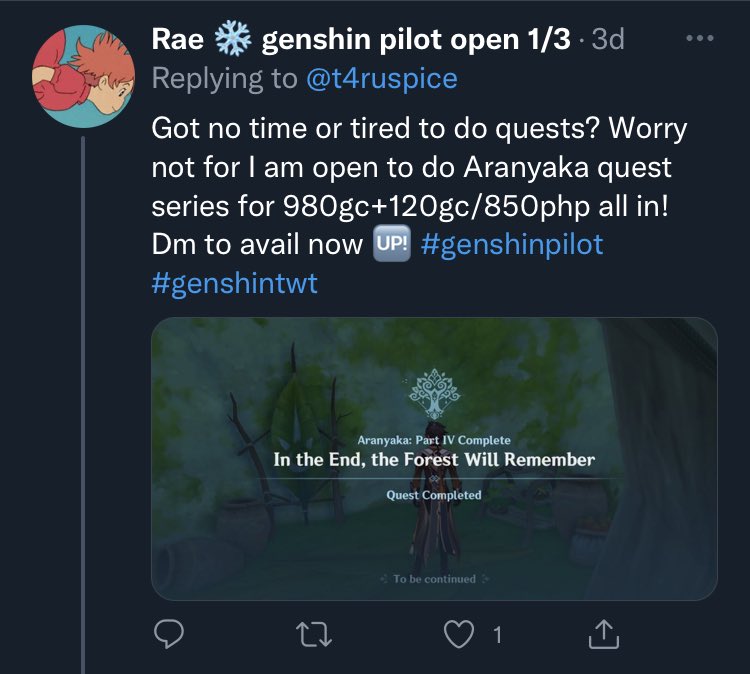 t4ruspice's tweet photo. Hello! I’m Rae and here’s my updated price list. Feel free to message me if you have any request. More threads in the comment section as well ✨

#genshintwt #genshinpilot #raewonpiloting https://t.co/CUpG2KCAyd