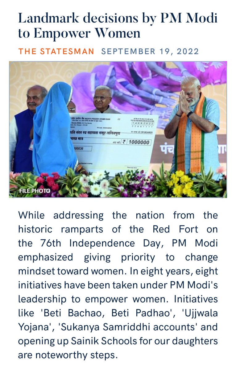 lindanewmai's tweet photo. Landmark decisions by PM Modi to Empower Women
#PMModi
#BetiBachaoBetiPadhao
#UjjwalaYojana
#SukanyaSamriddhi
#NariShakti
#WomenEmpowerment
#ModiAt72
https://t.co/lkrgl44Weu…
via NaMo App https://t.co/QO4BFZia3L