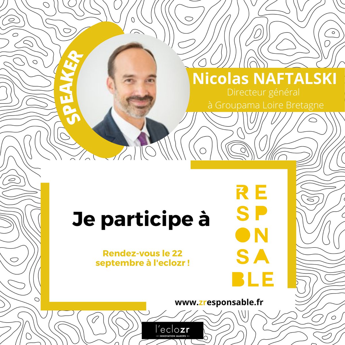 J’ai le plaisir de participer à l’événement #RESPONSABLE à <a href="/leclozr/">l'eclozr</a> le 22 septembre !
L’occasion de prendre la parole sur le sujet « Leader, prendre ses responsabilités ».

Informations et inscriptions possibles sur : 
zresponsable.fr