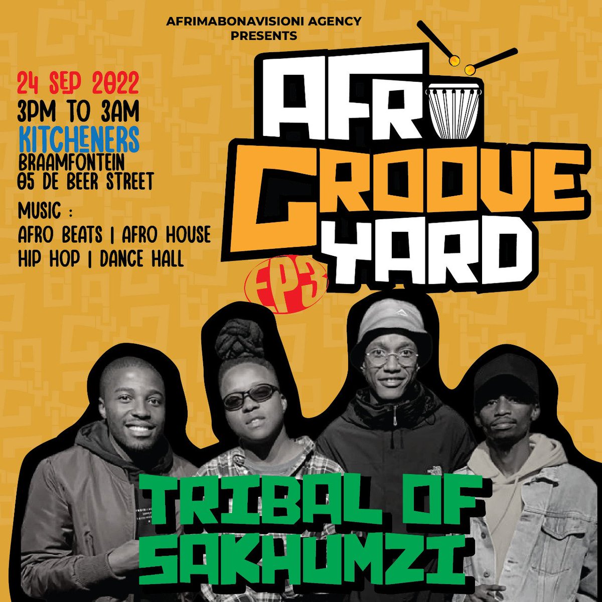 UFazinator's tweet photo. This coming Saturday #heritage @BarKitcheners @afrogrooveyard featuring two live bands @TribalOfSakhumzi new wave jazz band &amp; @HolisticBand Hip Hop and Jazz Band #braamfontein https://t.co/JFlgVcB9O3