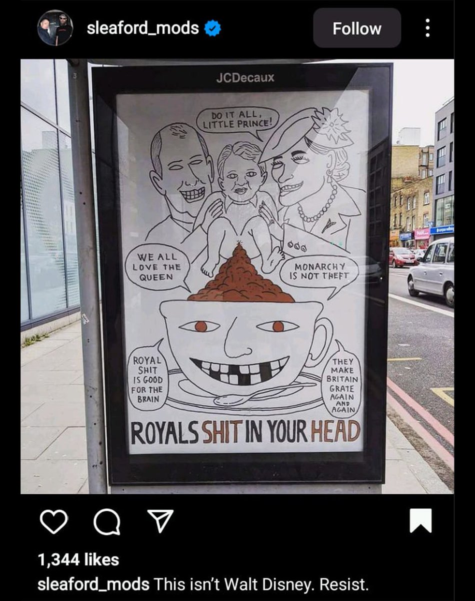 Ceffon1's tweet photo. A poster I made in 2017. My views regarding the monarchy still haven't changed.

#royalshit #abolishthemonarchy #anarchy #antimonarchy #subvertising #punk #queen #notmyking @sleafordmods https://t.co/ePE9bCYhcd