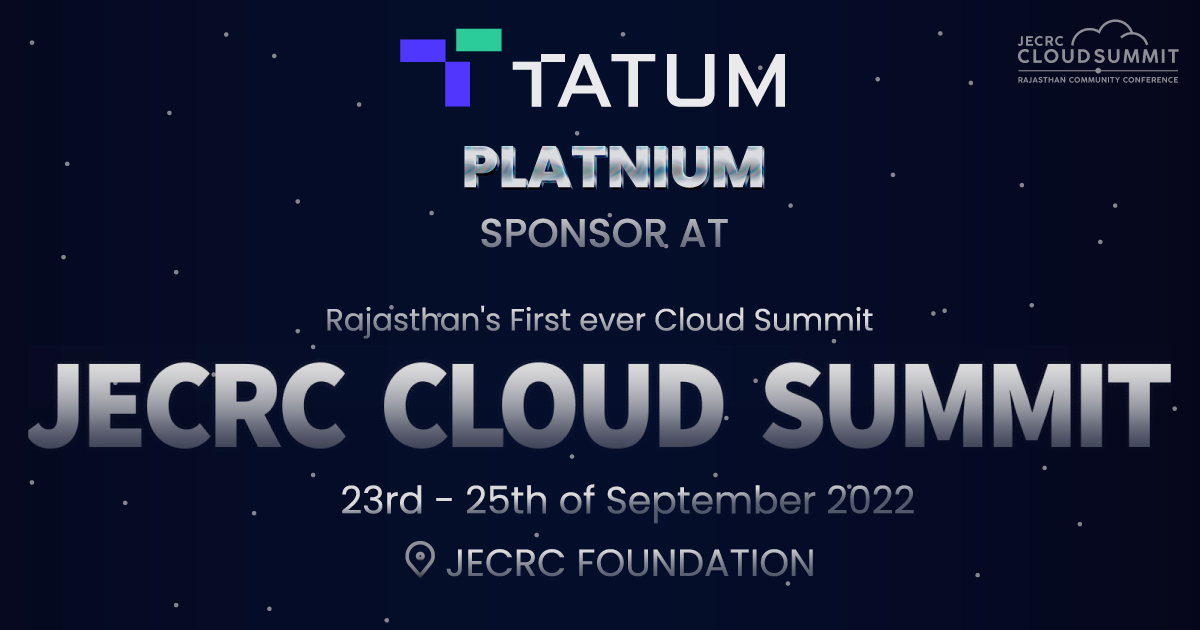 🚨 Tatum is a PLATINUM sponsor at the <a href="/CloudJecrc/">JECRC Cloud Summit</a>! 🚨

Held between 23-25 September, the summit is set to feature student communities, developers, and startups joining forces to discuss brand new, innovative, and life-changing ideas! 🚀

More info▶️ bit.ly/3BdvUAM