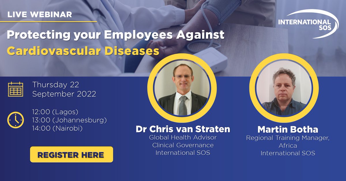 Meet the speakers. They will share insights on how you can keep your #employees safe against cardiovascular diseases, the number 1 cause of death globally. Register for the webinar to find out more: okt.to/SUAlZb #WorldHeartDay #Africa  #cardiovasculardisease