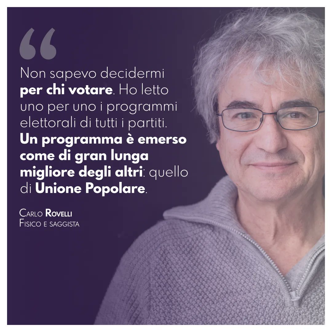Ringraziamo il celebre fisico e saggista Carlo Rovelli per avere giudicato il programma di Unione Popolare come il migliore di quelli presentati per le elezioni del 25 settembre. Un programma chiaro: contro la guerra e per la giustizia economica e la transizione ecologica.