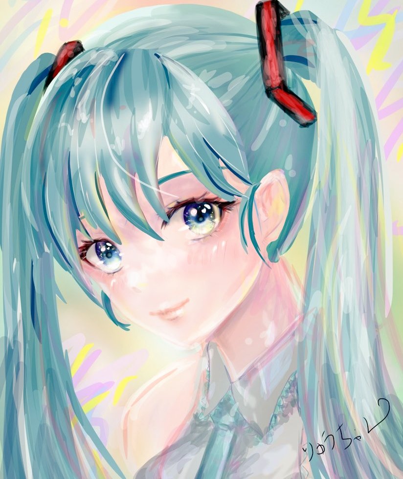 初音ミク「初音ミクちゃん#絵描きさんと繋がりたい#絵柄が好みって人にフォローされたい#拡散」|りゅうちゃん~幻想絵師~のイラスト