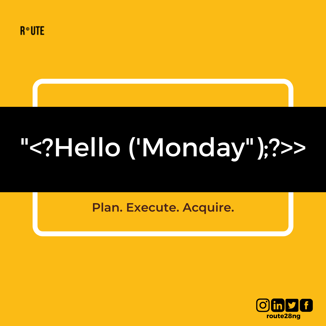 route28ng's tweet photo. Hello Monday!
It’s another day to start a new beginning.
.
.
#monday #newweek #newgoals #newplan #mondaymotivation #marketing #marketingdigital #marketingstrategy #marketingtips #marketingagency #marketingtools #digitalmarketing #marketingideas #entrepreneurship #logo #content https://t.co/YGboS7cs4P