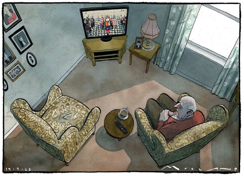 Incredibly poignant cartoon by ⁦@mortenmorland⁩ in today’s Times. If you know someone who lives alone, perhaps bereaved, for whom today may hit especially hard, perhaps give them a ring later on 🖤