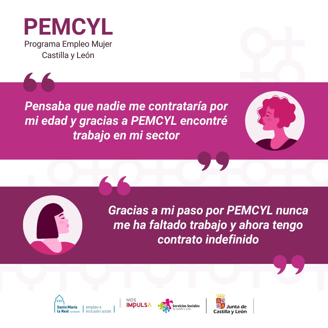 AreaEmpleoFSMLR's tweet photo. 📣#EmpleoMujer 🟣¿Buscas #trabajo y necesitas #apoyo para que tu búsqueda sea #eficaz? 📍 ¿Resides en #CastillaYLeón ?🤩¡Apúntate a #PEMCYL! https://t.co/dUAtptCzPb⭐️Ya ha ayudado a +1.600 mujeres, conoce aquí su #experiencia⬇️ https://t.co/xLdtrc2FRI