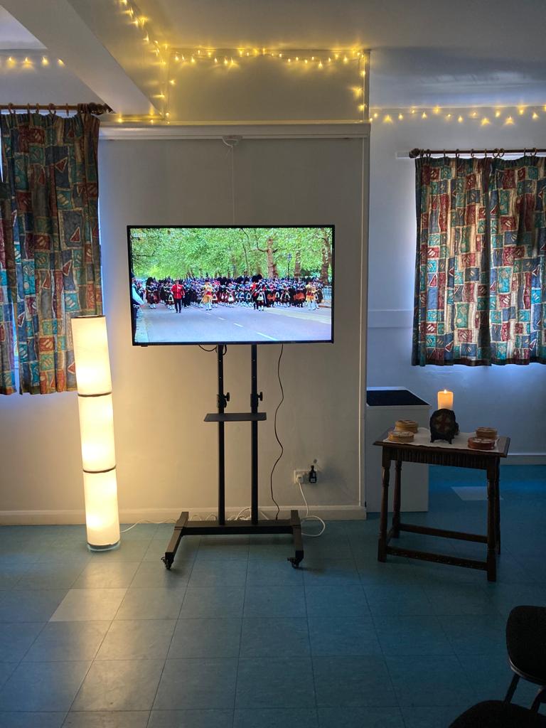 SouthStBaptist's tweet photo. All set up for livestream of the Queen's state funeral at our Palace Gate Centre from 10.30 am. All are welcome to join us. https://t.co/sL5kPslx4W