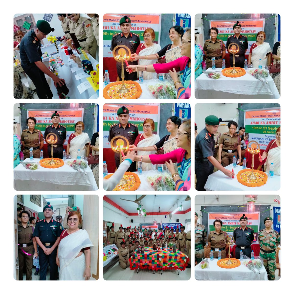 MkcNcc's tweet photo. As a part of
#AzadiKaAmritMahotsav 
#HarGharTiranga 
3days of continue celebration  conducted by NCC unit of Maharani Kasiswari College, kol B/WB &amp; S Dte at Shyambazar Kolkata.
Exhibition on waste materials and presentation by the cdts.
@nccwbskm https://t.co/D3WynIDtEt