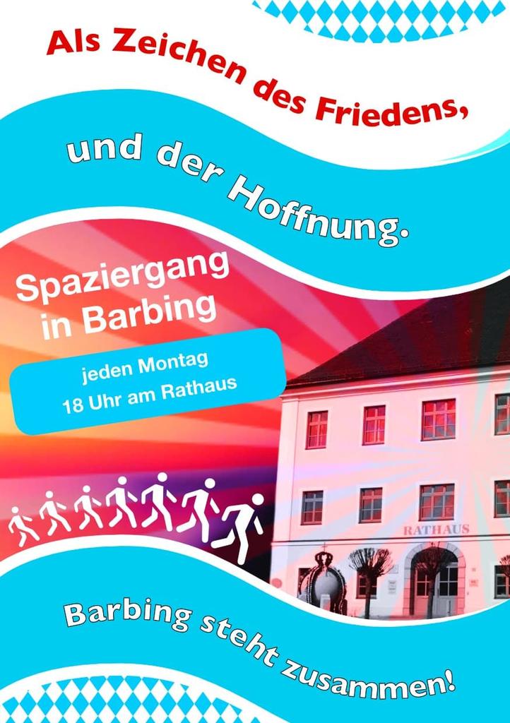 webaxvita's tweet photo. Barbing geht spazieren!
Jeden Montag um 18 Uhr
Am Rathaus
#BY #Mo1909 #Barbing https://t.co/MI6MgrbATk
