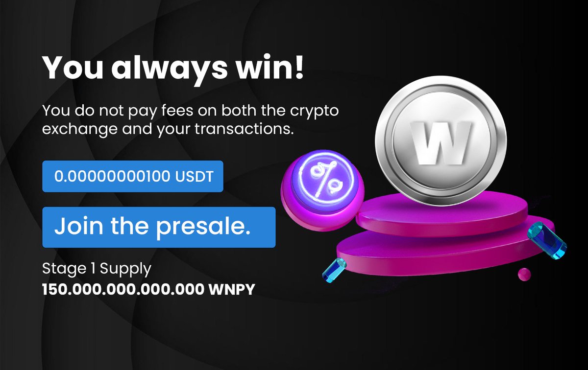 Join the #presale stage 1
Price: 0.00000000100 USDT
You Always Win!
You do not pay fees on both the crypto exchange and your transactions.
🌎winpay.app/login