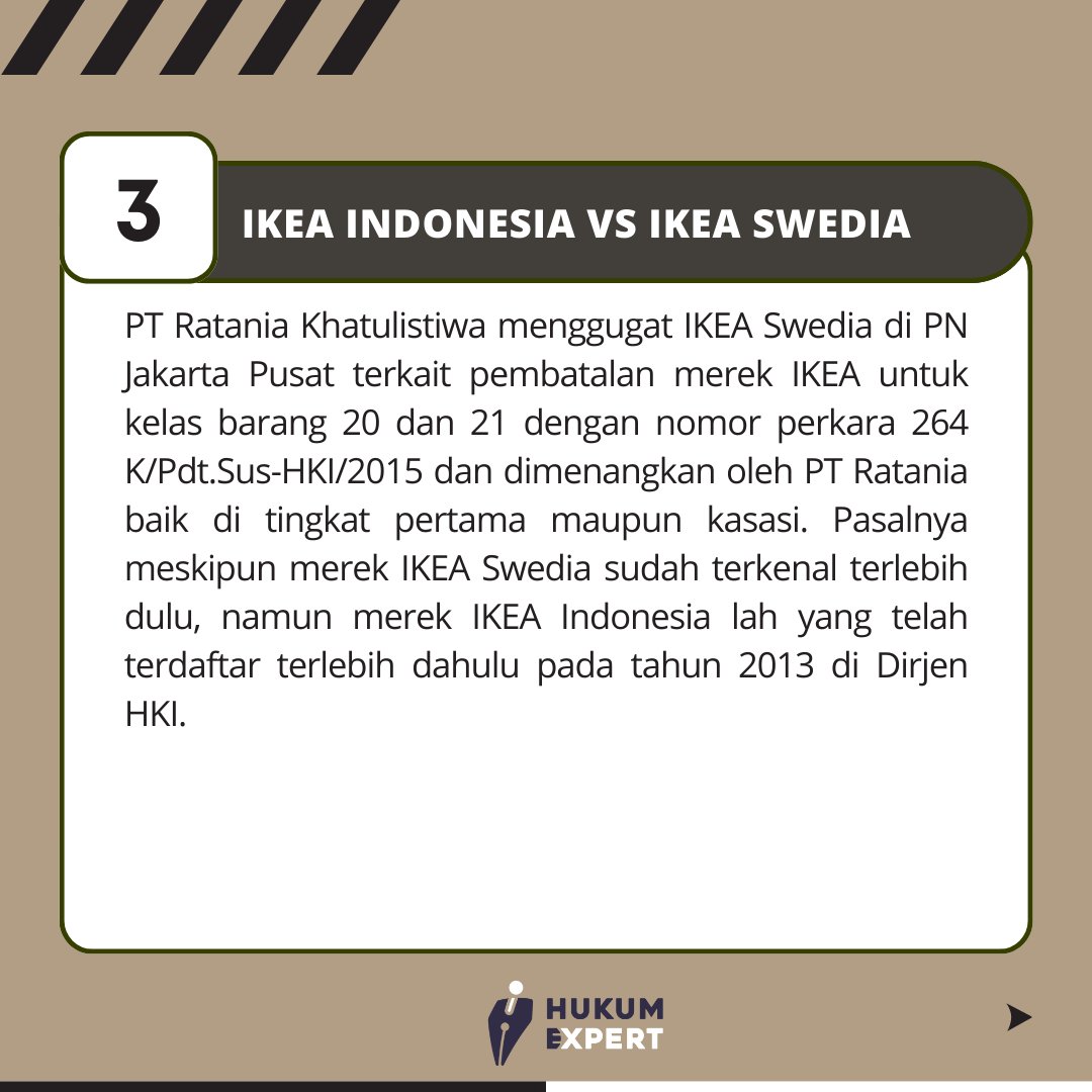 hukumexpert's tweet photo. Selain yang udah Mimin sebutin di atas, merek apalagi yang pernah bersengketa di Indonesia paling viral pada masanya? Sharing di kolom komentar dong rekan☺️
#sengketamerek #hki #haki #sengketahki #sengketahaki #intellectualproperty #ntellectualpropertylaw #msglow #psglow https://t.co/PoEt13YNq8