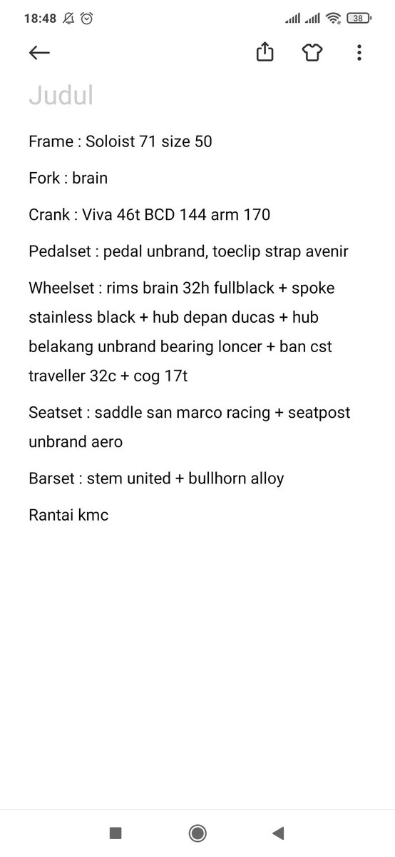 Wts fullbike / mutil setelah frameset laku.

Fullbike 2jt, frameset 700rb
Kirim kirim tokped ready
Lokasi tangerang #fnfjb