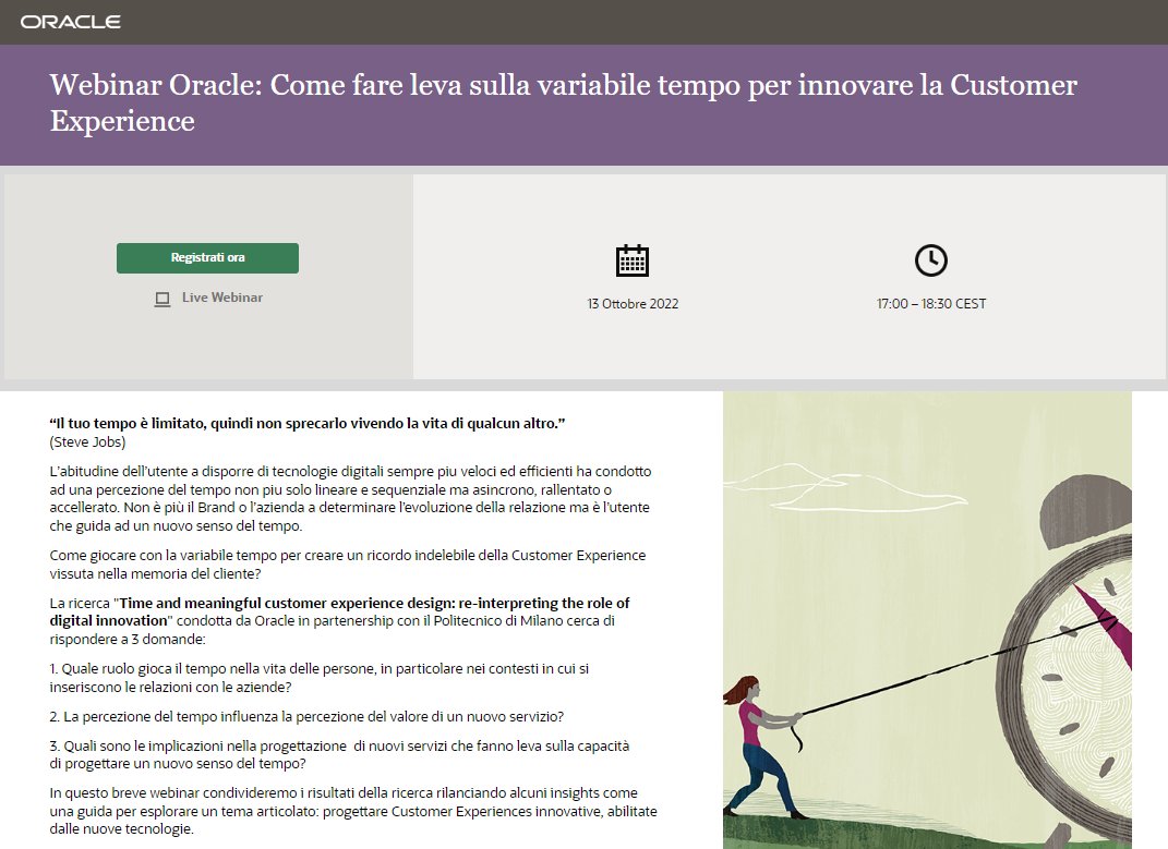Tre anni di #ricerca con il <a href="/polimi/">Politecnico di Milano</a> sulla #customerexperience insieme a 50+ #aziende italiane hanno individuato un fattore chiave: il tempo

Il 13 ottobre la ricerca sarà condivisa in un momento di confronto aperto a tutti.
lnkd.in/d8tve2q2