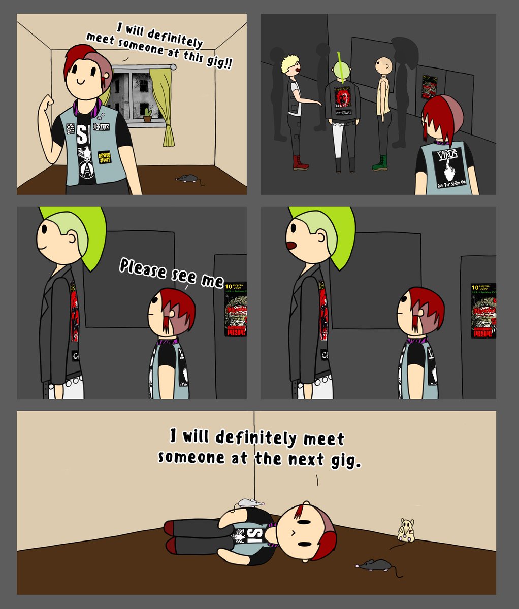KatyaKustik's tweet photo. This is my old comic, which is 4 years old! I have some problems with social phobia, and I wanted to laugh about it and about my behavior.
A lot has changed in me since then, but it has remained unchanged. 
━━━━━━
#katyakust #fear #art #drawing #digitalart #socialphobia https://t.co/joVGtJ9Ni0