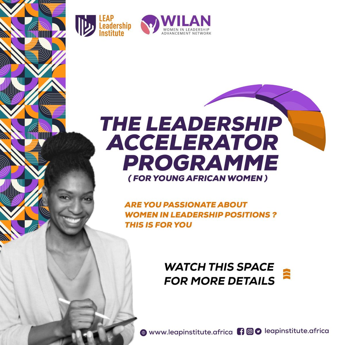 We're excited to start the week with an incredible opportunity for women in your organization. 

<a href="/leapinstitute__/">LEAP Leadership Institute</a> in partnership with <a href="/wilanglobal/">WILAN</a> presents an opportunity to accelerate African women's involvement in leadership positions. 

Watch this space for more information.