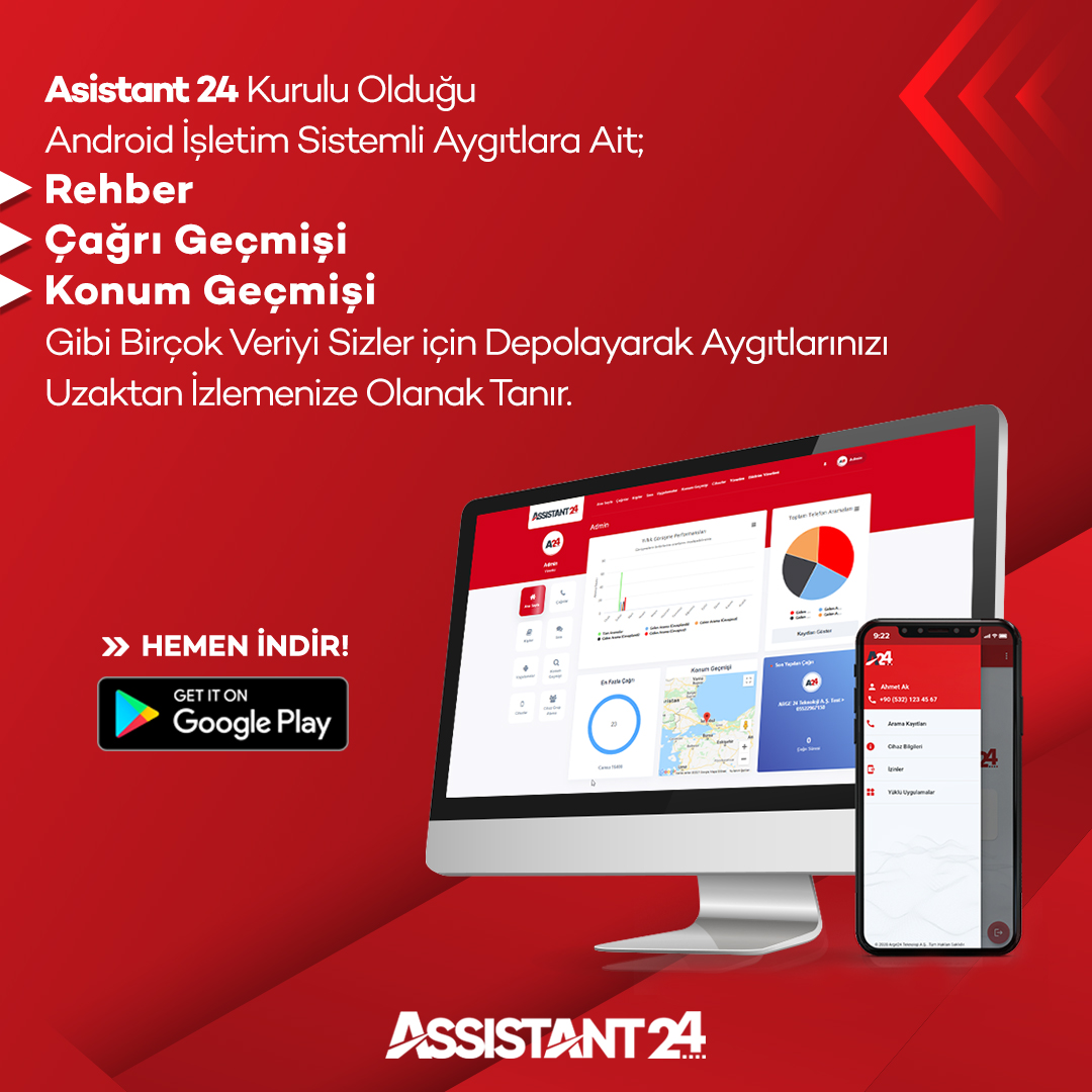 assistant_24's tweet photo. Asistant 24 kurulu olduğu Android İşletim sistemli aygıtlara ait; rehber, çağrı geçmişi, konum geçmişi gibi birçok veriyi sizler için depolayarak aygıtlarınızı uzaktan izlemenize olanak tanır!
İşletmenize özel çözümlerimiz ile ilgili detaylı bilgi almak için;
📞0212 400 0824 https://t.co/eD93jQN6PH