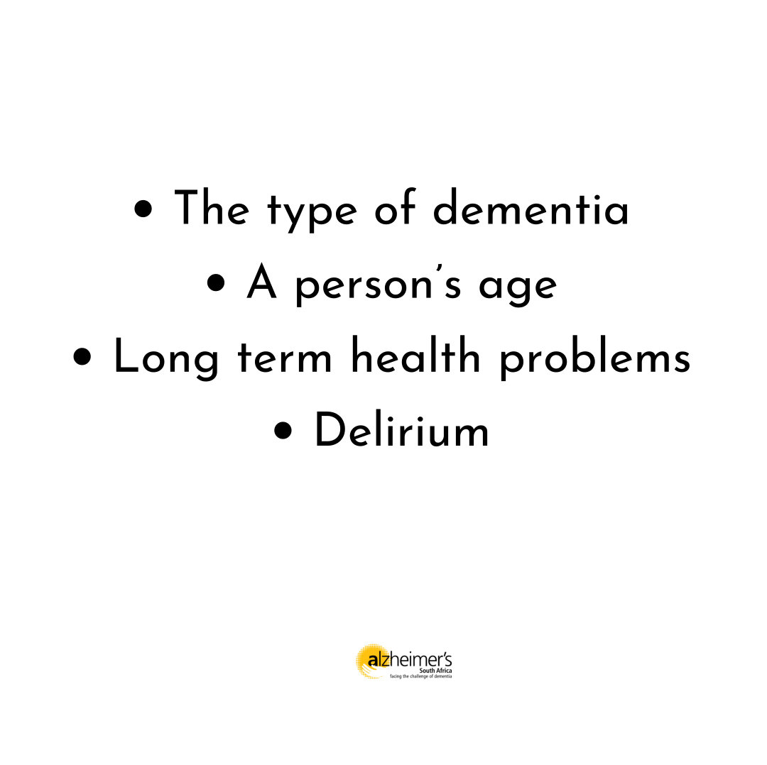 Factors that affect the progression of dementia.