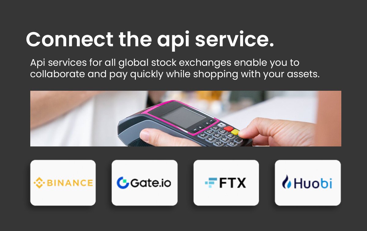 Connect the api service.
Api services for all global stock exchanges enable you to collaborate and pay quickly while shopping with your assets.
#Binance #Gateio #Huobi #ftxcryptocup 
🌎winpay.app
