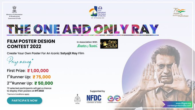 pibchennai's tweet photo. Call to all creative enthusiasts and graphic artists to participate in 'One and Only Ray Poster Design Contest'
The contest commemorates magic of #SatyajitRay in an ongoing momentous celebration, marking 100 years of Ray
For details:👉https://t.co/bGq5F2XLau
#Ray100 #IFFI https://t.co/zawOkbmrdP