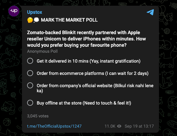 upstox's tweet photo. #UpPoll 🤔💭
How would you prefer buying your favourite phone?
Click here to share your views-> https://t.co/Me4Fo8asUw
#Zomato #Blinkit #iPhone https://t.co/f7lE1dwoty