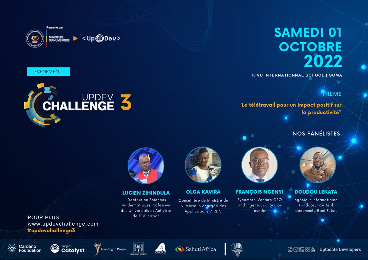 DevelopersUp's tweet photo. Le rendez-vous de la finale de la 3è édition de Updev Challenge est pris!
Au programme du samedi 1er oct prochain
✔️ Présentation des finalistes
✔️ Panel sous le thème du télétravail
✔️ Proclamation et remise des prix aux lauréats
✔️ Networking
#updevchallenge3 #finale https://t.co/Yeci5NNNF4