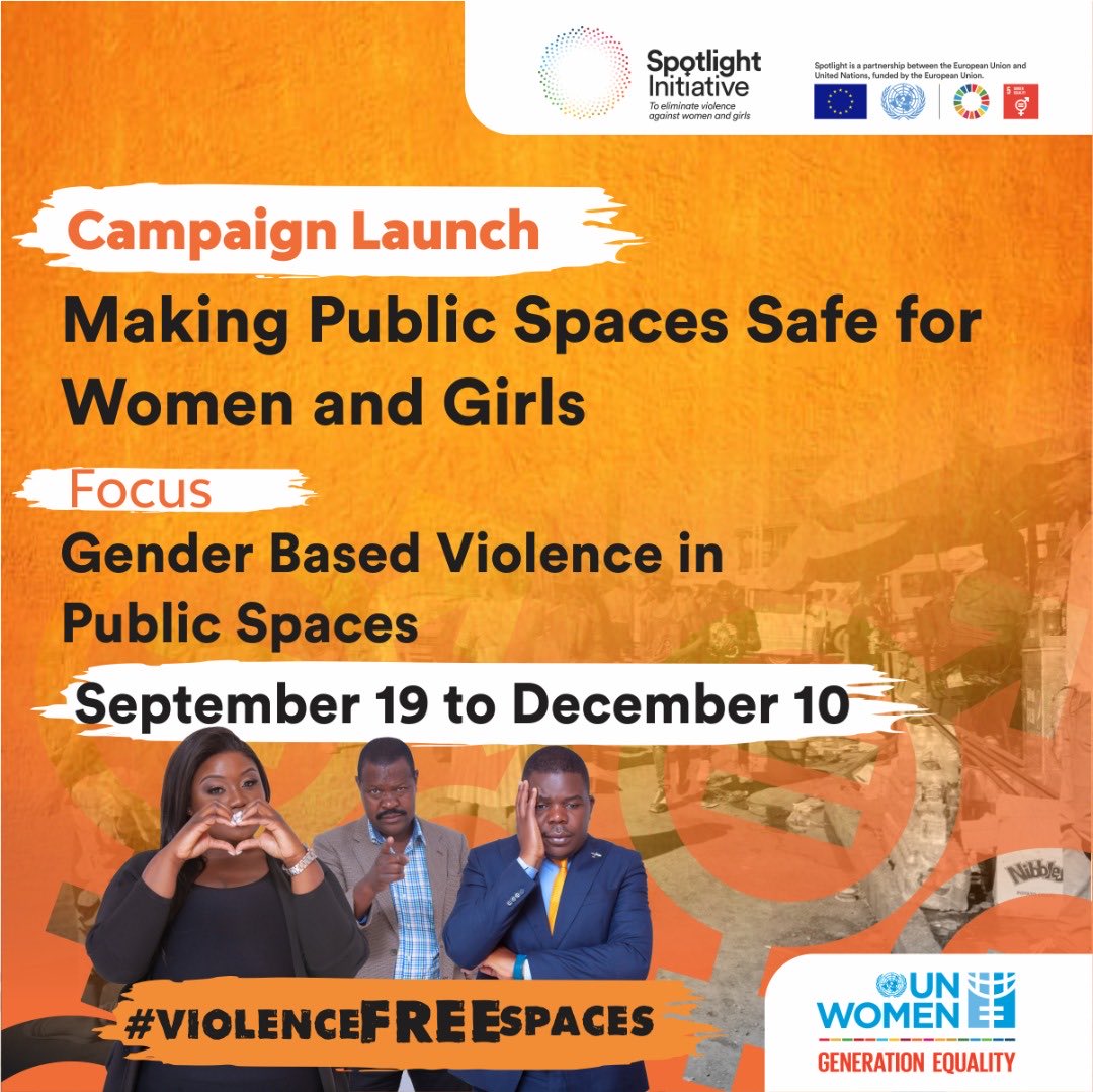 UN Women Zimbabwe (@unwomenzw) on Twitter photo Today, UN Women in 🇿🇼, <a href="/PachotoTribe/">Katswe Sistahood</a> & <a href="/MinofWomenZim/">Ministry of Women Affairs Zimbabwe</a> are launching the #ViolenceFreeSpaces campaign under the European Union funded <a href="/GlobalSpotlight/">Spotlight Initiative</a> . The campaign is focusing on eliminating #GBV in public spaces & making them safe for women & girls.
#ViolenceFreeSpaces Today, UN Women in 🇿🇼, <a href="/PachotoTribe/">Katswe Sistahood</a> & <a href="/MinofWomenZim/">Ministry of Women Affairs Zimbabwe</a> are launching the #ViolenceFreeSpaces campaign under the European Union funded <a href="/GlobalSpotlight/">Spotlight Initiative</a> . The campaign is focusing on eliminating #GBV in public spaces & making them safe for women & girls.
#ViolenceFreeSpaces