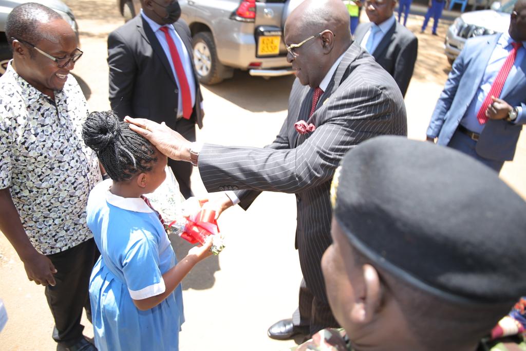 EduMinKenya's tweet photo. EDUCATION Cabinet Secretary Prof. George Magoha arrives at Kisumu Girls High School to officially launch The 94th Kenya Music Festival on Theme 'Kenya My Pride, My Future'.  The CS was flanked by Kisumu County Governor Prof. Anyang Nyong'o and Kenya Music Chair Peter Wanjohi. https://t.co/j8d14YCbF6