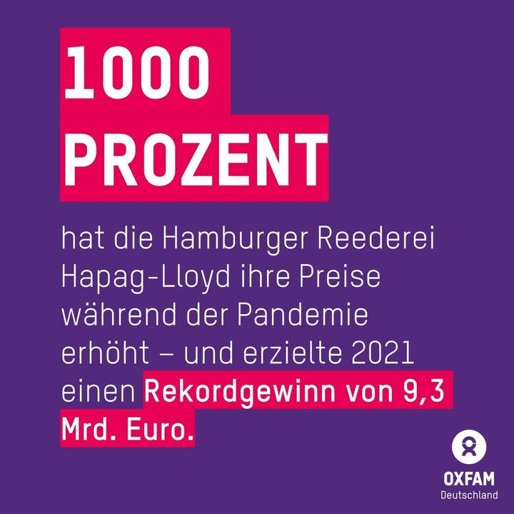 Oxfam_DE's tweet photo. Eine einmalige Sondersteuer von 90% auf Extraprofite, allein bei den größten Unternehmen der G7-Länder, würde über 430 Mrd. US-Dollar einbringen! Da erscheint es doch komisch, dass es immer kein Geld zu geben scheint, um Probleme wie die Klimakrise anzugehen. #ProfitingfromPain https://t.co/EvEabIaiyQ