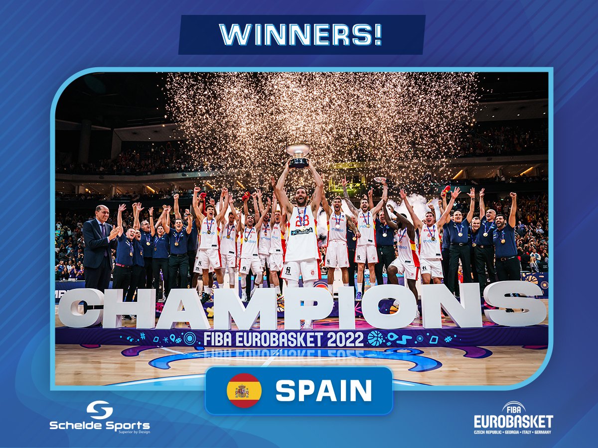 FIBA EuroBasket 2022 has come to an end! Congratulations to winner Spain! After a sensational final game against France, Spain won 88-76, taking home the trophy. 🏆 Thanks to all participating countries for making this tournament successful! 🔥