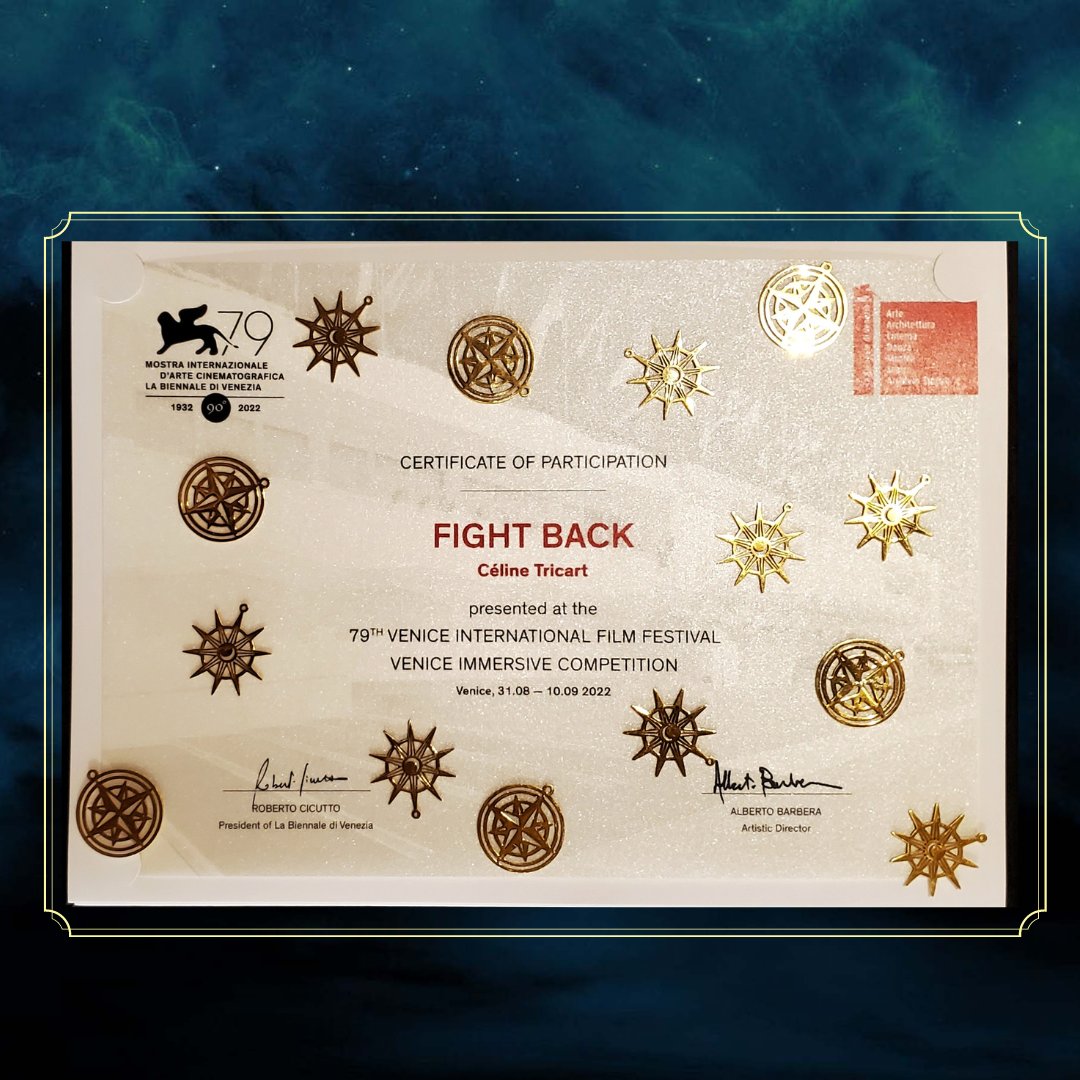 WeCoven's tweet photo. And then, pride turned into pure joy : showing  FIGHT BACK by COVEN at #VeniceImmersive was a blast !  
We want to thank all the bright stars behind Fight Back’s constellation for creating this piece and making it shine
#FightBackVR #VR #VRforGood #virtualreality #WomeninVR https://t.co/7aTRjpzkCg