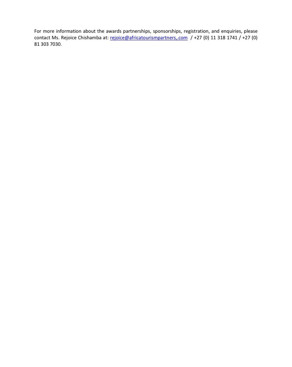 The Africa Tourism Leadership Forum and Awards which strive to recognise and honour change-makers and innovation pioneered by Africans, in Africa, for African travel tourism, is scheduled for 24 to 26 October 2022 in Gaborone Botswana.

#ATLF2022 #5ATLFawards #BotswanaATLF2022