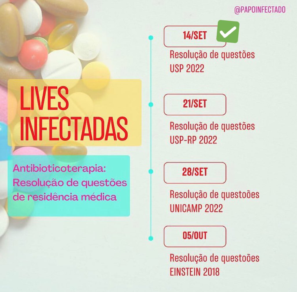 souelisaso's tweet photo. Nossas lives infectadas continuam… bora aprender antibiótico resolvendo questões de residência médica? Então, te espero na próxima quarta. Veeeeem 🚀

Inscrições em: https://t.co/ML3i6GSkLQ https://t.co/a2STZULkpg