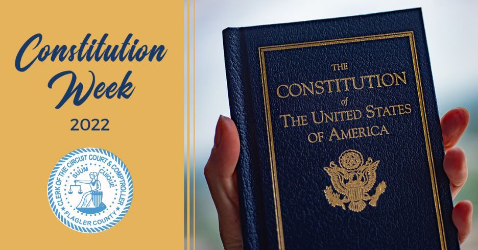 FlaglerClerk's tweet photo. The United States Constitution stands as a testament to the tenacity of Americans throughout history to maintain their liberties, freedoms and rights. This week, we celebrate Constitution Week in recognition of the signing of this vital document.
#flaglerclerk #flaglercountyfl https://t.co/mHPKBygDOz
