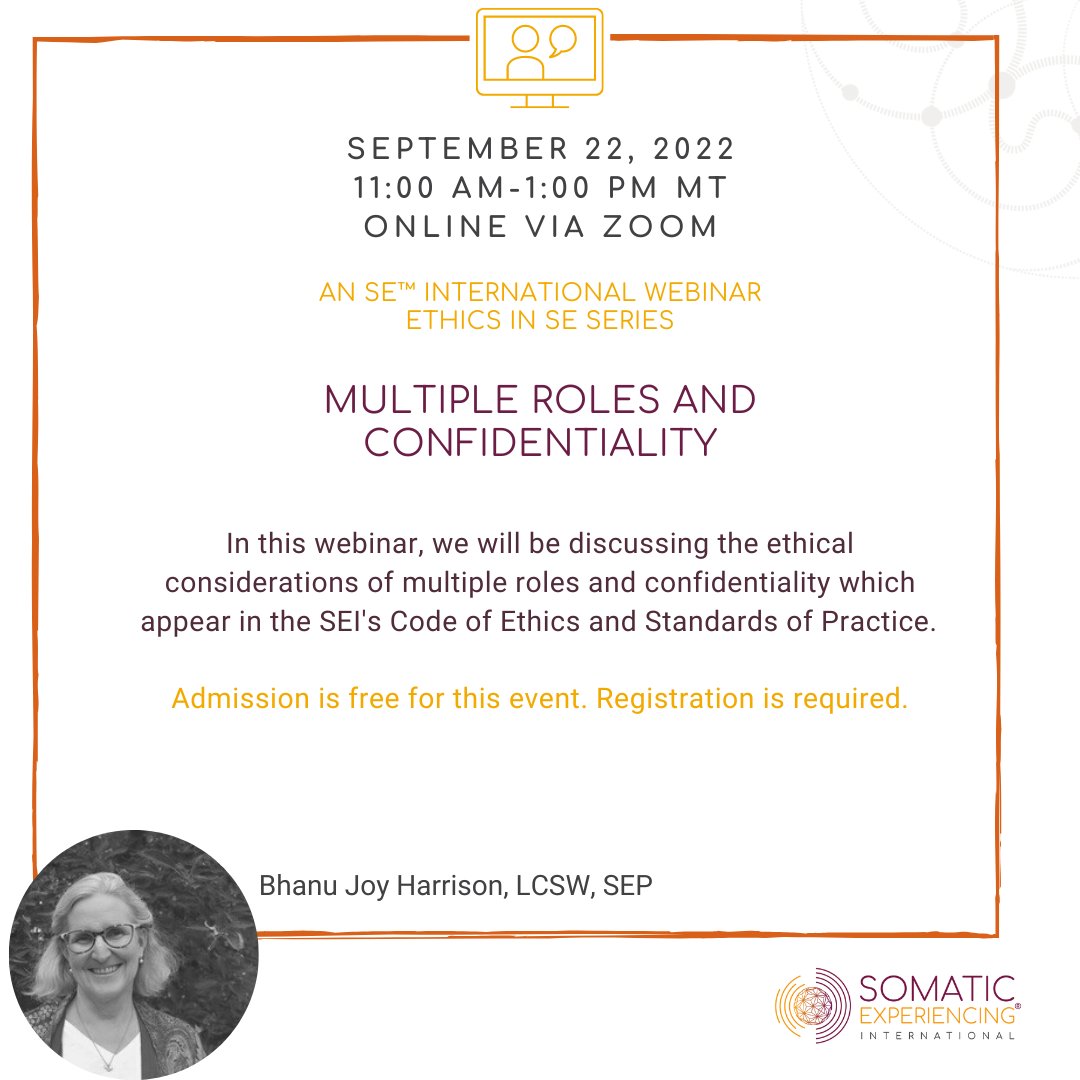 Somatic_Exp_Int's tweet photo. Register here: https://t.co/UDUUNaplQj

#somaticexperiencing #somaticexperiencingresearch #somaticexperiencinginternational #research #somatics #psychology #traumahealing #professionaldevelopment #therapists #socialengagement #relationships #webinar #ethics #standardofpractice https://t.co/Gzw7Km6B1s