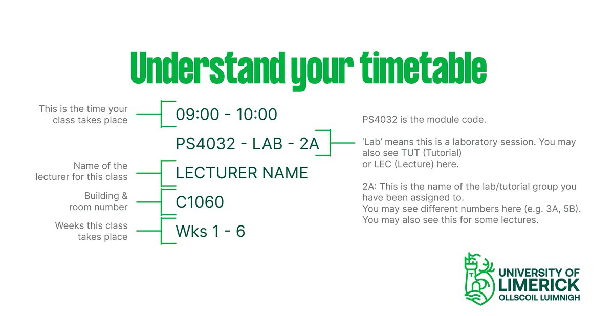 UL's tweet photo. We know that finding your way round as a new student can be a little baffling at first

Even understanding your timetable can be confusing, so we have lots of resources to help

Check out our @ULF7W &amp; our Orientation Week guides:
https://t.co/aBc4HOdNgW
#WelcomeToUL #StudyatUL https://t.co/uTdUZYchfN