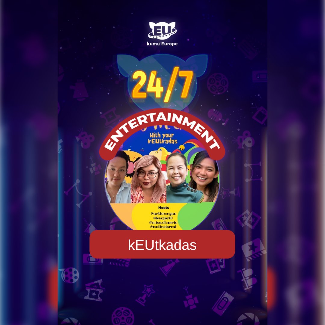 KumuEurope's tweet photo. 🎭 Makipagkulitan with the kEUtkadas

🇪🇺 Monday, 18 September at 9pm CEST
🇵🇭 Tuesday, 19 September at 3am PHT

📲 Watch exclusively on #Kumu
Download the app now to watch

#Kumu247 #kumuph #kumueustars #kumueurope #comedy #comedyshow #comedystream #livestreams #streamers https://t.co/UW8ylKBFRO