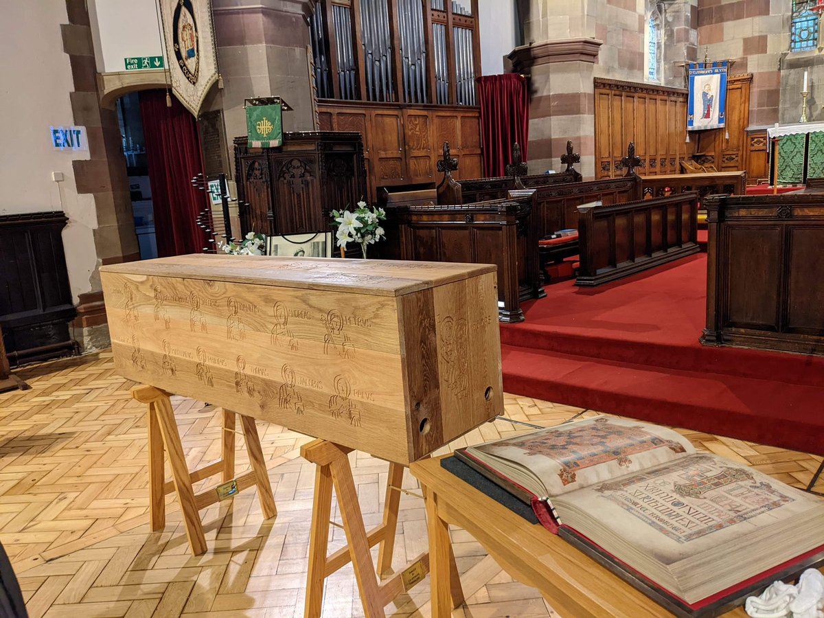 StCuthbertBlyth's tweet photo. As part of Walking a replica of St Cuthbert’s Coffin and sharing the Lindisfarne Gospels around our Diocese. https://t.co/c6YDw7MbTy