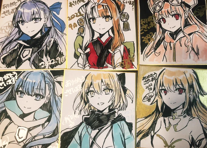 色紙続き!手癖で似たような表情になってしまう… 