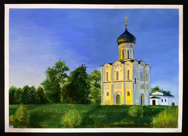 NFT_ART4__'s tweet photo. Another art with paints.  Cathedral of the Intercession on the Nerl. Please, rate my work guys)🤩 #art #NFTGiveaway #NFTCommumity #NFTMarketplace #art #architecture https://t.co/LReWwVwEfE