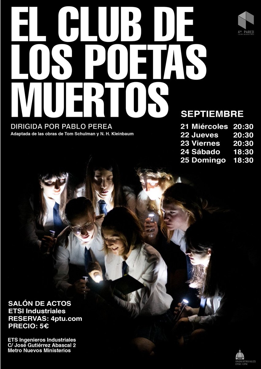 4PTU's tweet photo. Que sí!! Lo estás viendo bien! Que volvemos esta misma semana! Última oportunidad para ver EL CLUB DE LOS POETAS MUERTOS
No te arrepentirás!!

Compra tus entradas en: https://t.co/ioDPD0SREh https://t.co/9tlGawGUvx