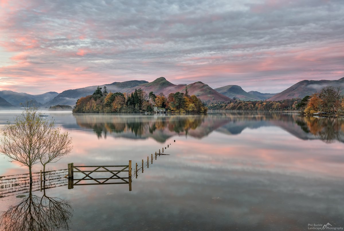 Sunrise colours reflecting in a calm Derwent Water last Autumn #LakeDistrict #cumbria #Reflections #Autumn #sunrise #derwentwater <a href="/kasefiltersuk/">Kase Filters UK</a> <a href="/kase_filter/">Kase Filters</a>
