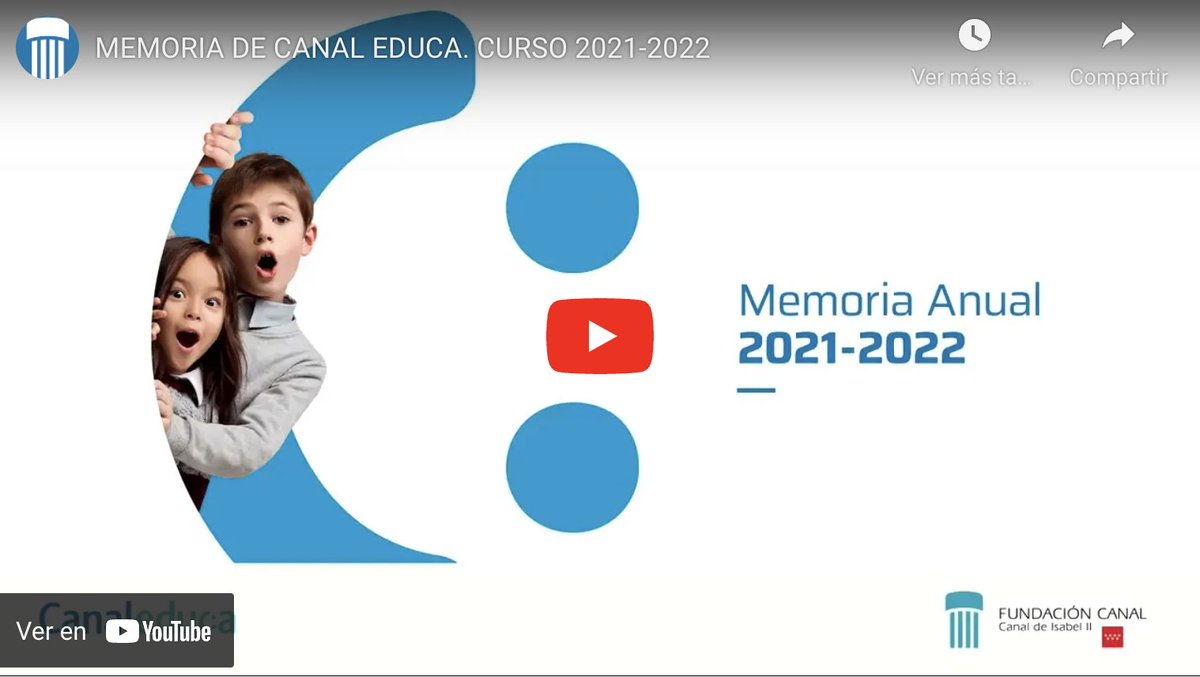 El pasado curso, Canal Educa llegó a más de 52.200 alumnos madrileños con su programa de #SensibilizaciónAmbiental en torno al #agua, las soluciones al #CambioClimático y la orientación en las #ProfesionesSTEM más demandadas
Te descubrimos nuestra memoria bit.ly/3RQsv1Q