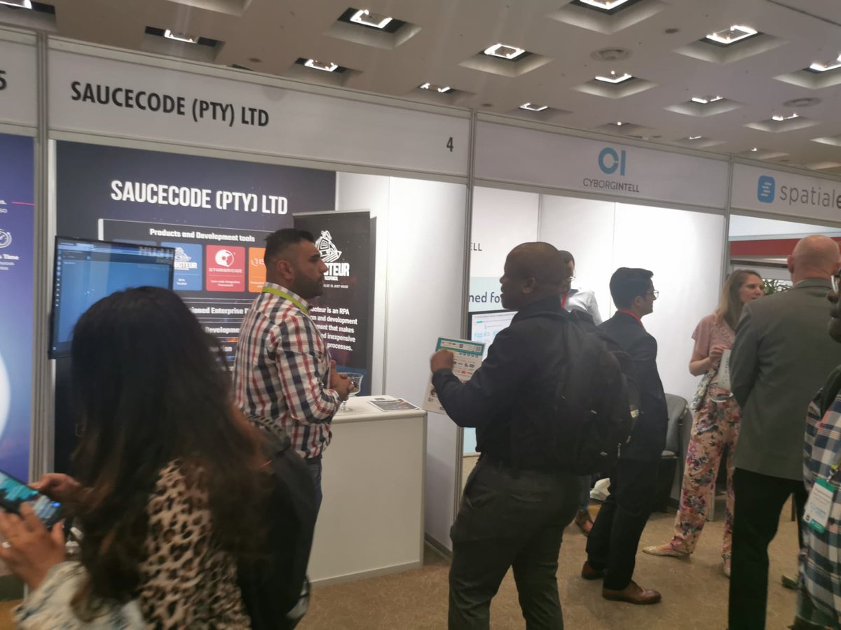 ITOnlineSA's tweet image. #Saucecode shows off home-grown #RPA at the #AIExpo at #Sandton Convention Centre today. Pop in and meet the Saucecode team.