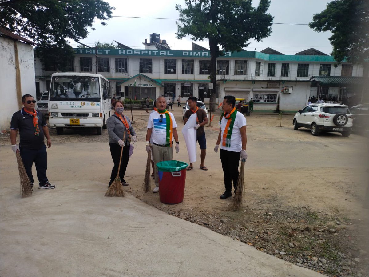 BjpDimapur's tweet photo. BJP Dimapur District today Kick-Started week long Cleanliness Drive program under the banner “Seva Pakhwara” to Commemorate the Birth Anniversary of Hon’ble Prime Minister Shri. Narendra Modi ji at District Hospital Dimapur. https://t.co/AoNI4ZuQ1a