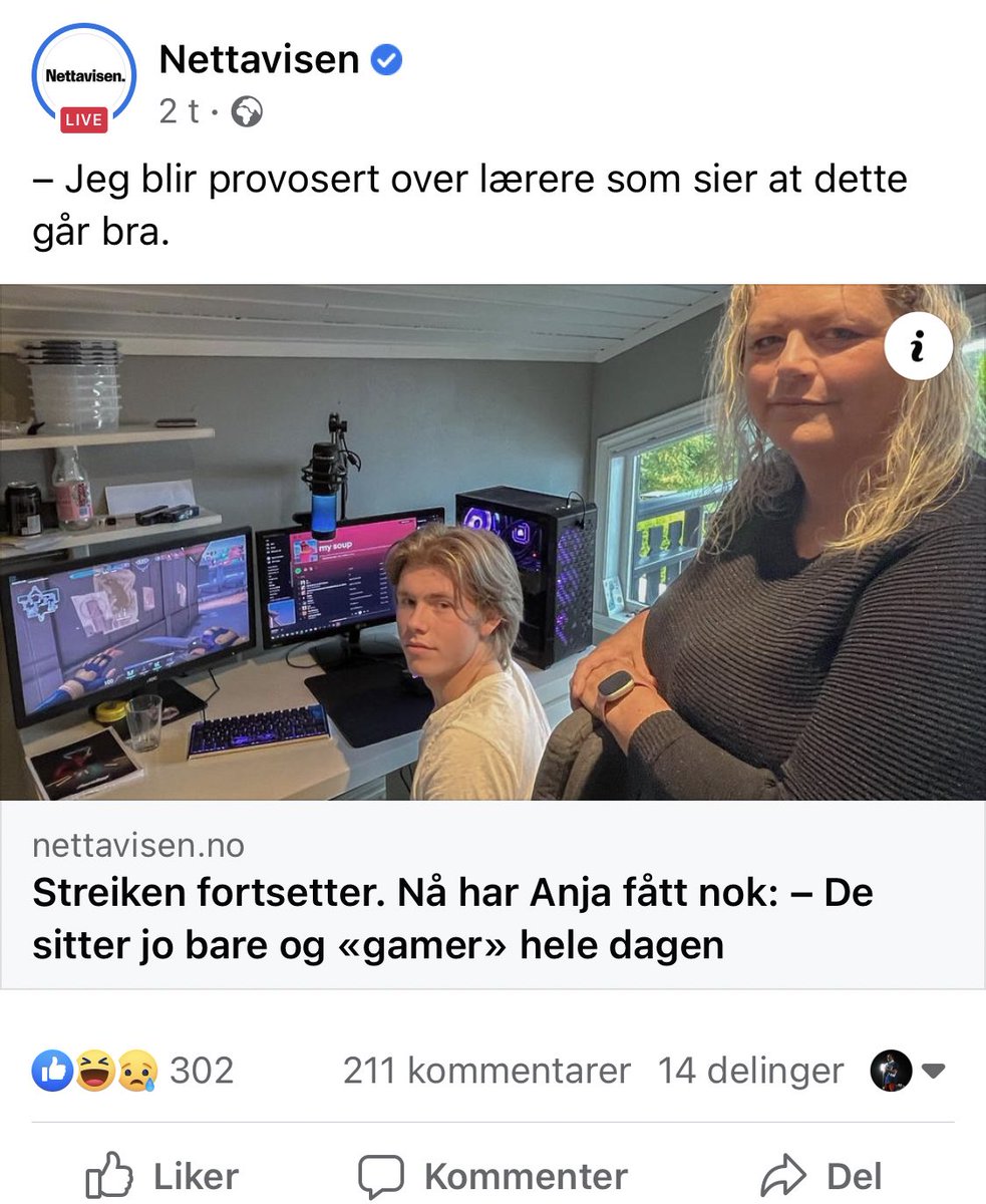 Såklart lærerstreiken sin feil at sønnen din sitter inne å gamer….

Foreldreansvar??