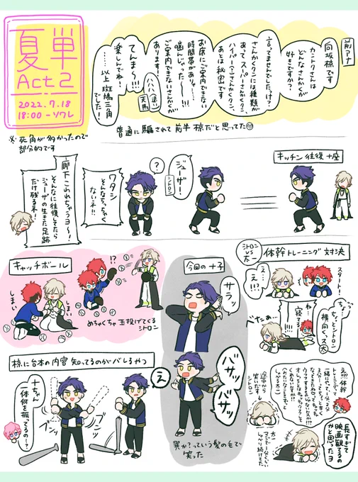 夏単act2 7/18 ソワレレポ🌻
こっちは主に日替わり
(死角が多かったので部分的です) 