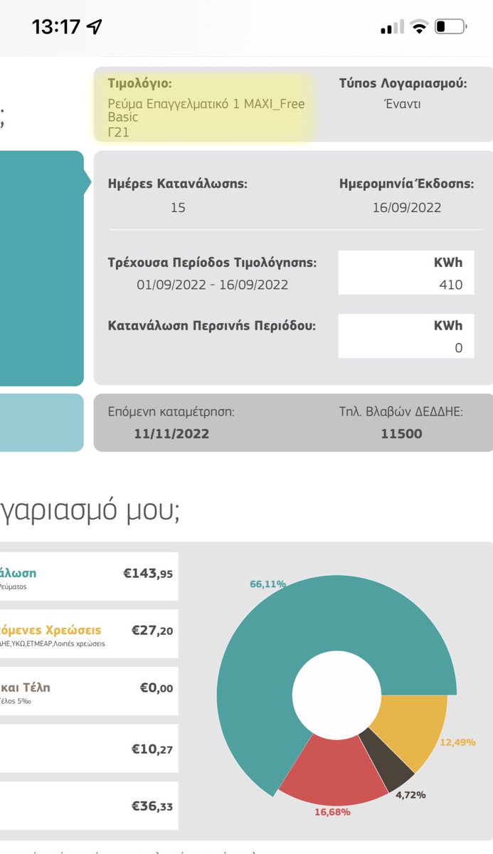 FridiaKahlo's tweet photo. ΠΡΟΣΟΧΗ ΣΤΙΣ ΧΡΕΩΣΕΙΣ! Επαγγελματικός λογαριασμός 1 MAXI FREE. Και ενώ η χρέωση kwh γίνεται σωστά βάσει πακέτου τιμολόγησης, όταν έρχεται η ώρα της κρατικής επιδότησης τσουπ να το λάθος! Υπολογισμός με έκπτωση άλλου πακέτου &amp; όχι με 0,604€/kwh αλλά με 0,342€/kwh! #revma #ρευμα https://t.co/fYd0Jy2nbX